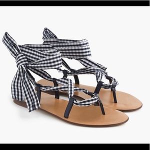 J. Crew Gingham Lace Up Strappy Sandals
